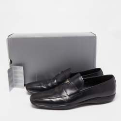 Pre Owned Prada Black Leather Dress Loafers Size 46