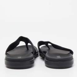 Prada Black Fabric and Leather Thong Flat Sandals Size 42
