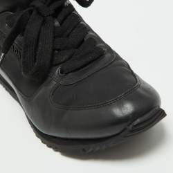 Prada Black Leather and Canvas High Top Sneakers Size 41