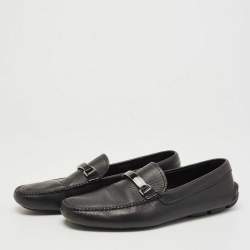 Prada Black Leather Slip On Loafers Size 42