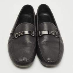 Prada Black Leather Slip On Loafers Size 42