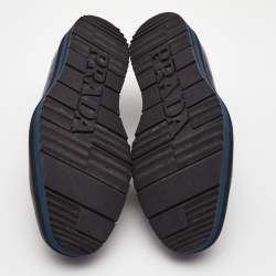 Pre Owned Prada Black/Navy Blue Patent Leather Brogue Oxford Sneakers Size 39