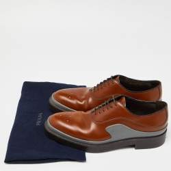 Prada Brown Leather Lace Up Oxfords Size 43.5 