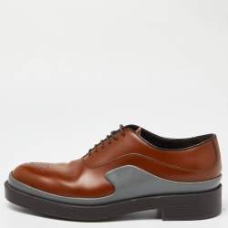 Prada Brown Leather Lace Up Oxfords Size 43.5 