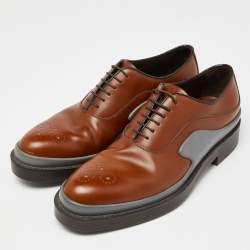 Prada Brown Leather Lace Up Oxfords Size 43.5 