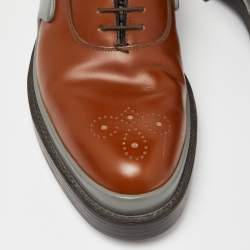 Prada Brown Leather Lace Up Oxfords Size 43.5 