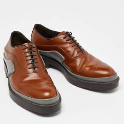 Prada Brown Leather Lace Up Oxfords Size 43.5 