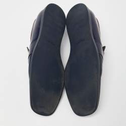Prada Navy Blue Leather Square Toe Loafers Size 43.5