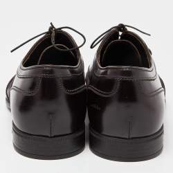 Prada Brown Patent Leather Lace Up Oxfords Size 43.5