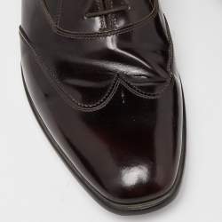 Prada Brown Patent Leather Lace Up Oxfords Size 43.5