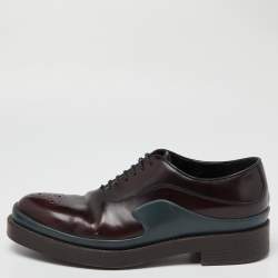 Prada Burgundy Leather Lace Up Oxfords Size 43.5