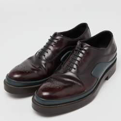 Prada Burgundy Leather Lace Up Oxfords Size 43.5
