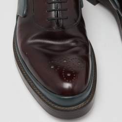 Prada Burgundy Leather Lace Up Oxfords Size 43.5