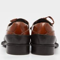 Prada Brown/Black Leather and Rubber Lace Up Oxfords Size 43