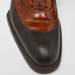 Prada Brown/Black Leather and Rubber Lace Up Oxfords Size 43