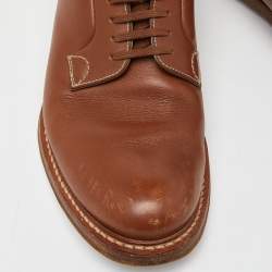 Pre Owned Prada Brown Leather Lace Up Derby Size 43.5