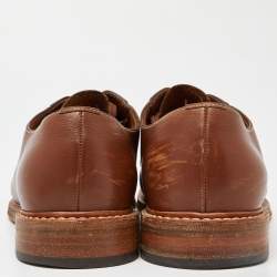 Pre Owned Prada Brown Leather Lace Up Derby Size 43.5