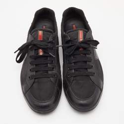 Pre Owned Prada Black Leather and Nyon Low Top Sneakers Size 44
