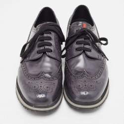 Pre Owned Prada Sport Navy Blue Leather Brogue-Oxford Sneakers Size 43.5