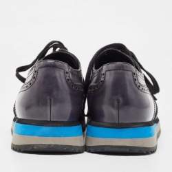 Pre Owned Prada Sport Navy Blue Leather Brogue-Oxford Sneakers Size 43.5