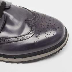 Pre Owned Prada Sport Navy Blue Leather Brogue-Oxford Sneakers Size 43.5