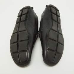 Prada Black Saffiano Leather Penny Loafers Size 40.5