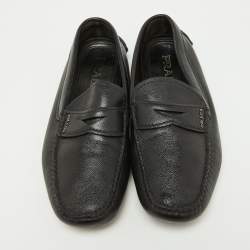 Prada Black Saffiano Leather Penny Loafers Size 40.5