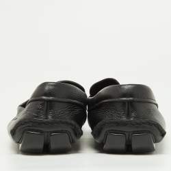 Prada Black Saffiano Leather Penny Loafers Size 40.5