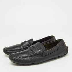 Prada Black Saffiano Leather Penny Loafers Size 40.5