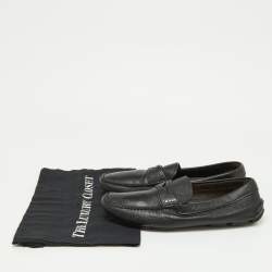 Prada Black Saffiano Leather Penny Loafers Size 40.5