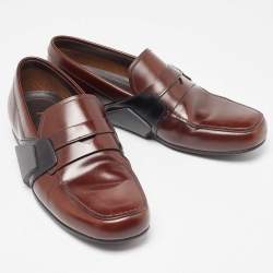 Prada Brown Leather Slip On Loafers Size 42