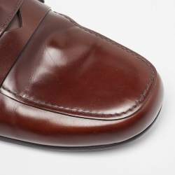 Prada Brown Leather Slip On Loafers Size 42