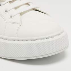 Prada White/Black Leather Macro Low Top Sneakers Size 42