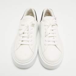 Prada White/Black Leather Macro Low Top Sneakers Size 42