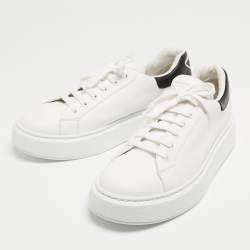 Prada White/Black Leather Macro Low Top Sneakers Size 42