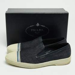 Prada Navy Blue Denim Slip On Sneakers Size 45