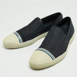 Prada Navy Blue Denim Slip On Sneakers Size 45