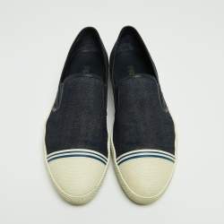 Prada Navy Blue Denim Slip On Sneakers Size 45