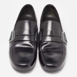 Prada Black Leather Slip On Loafers Size 42