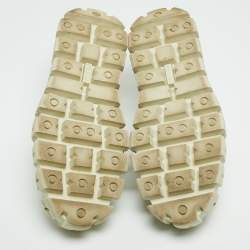 Pre Owned Prada White Leather Lace Up Sneakers Size 41.5