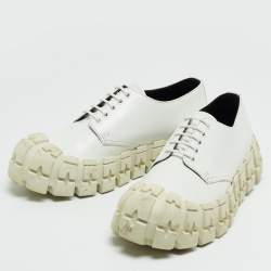 Pre Owned Prada White Leather Lace Up Sneakers Size 41.5