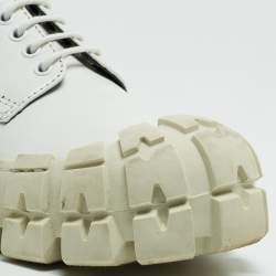 Pre Owned Prada White Leather Lace Up Sneakers Size 41.5