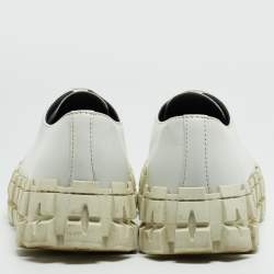 Pre Owned Prada White Leather Lace Up Sneakers Size 41.5