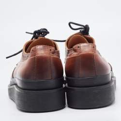 Pre Owned Prada Brown Leather Oxford Sneakers Size 42