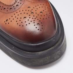 Pre Owned Prada Brown Leather Oxford Sneakers Size 42