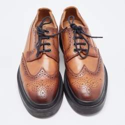 Pre Owned Prada Brown Leather Oxford Sneakers Size 42