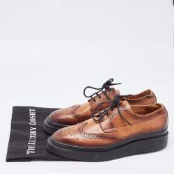 Pre Owned Prada Brown Leather Oxford Sneakers Size 42