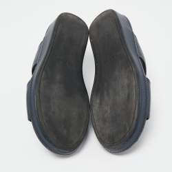 Prada Navy Blue Saffiano Leather Slides Size 40