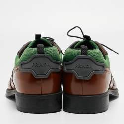 Prada Tricolor Brogue Leather and Mesh Lace Up Oxfords Size 45