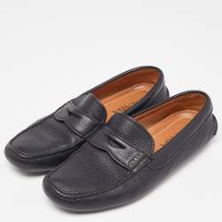 Pre Owned Prada Navy Blue Leather Penny Loafers Size 40.5 